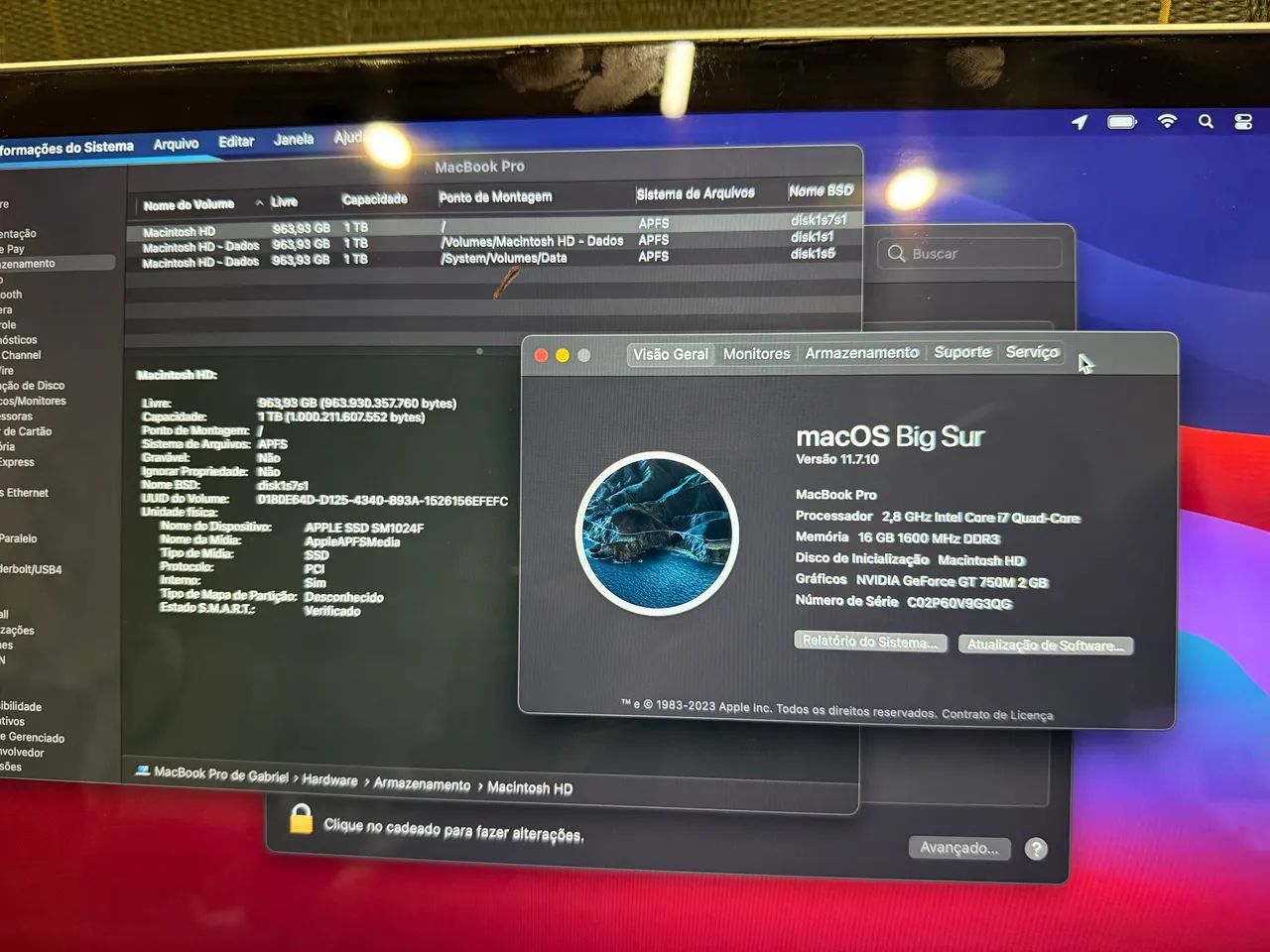 MacBook Pro i7 16GB RAM 1TB SSD - Funcionando Perfeito - Completo - Foto 5