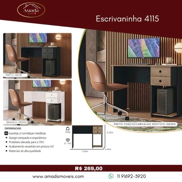 Escrivaninha 4115, a pronta entrega 
