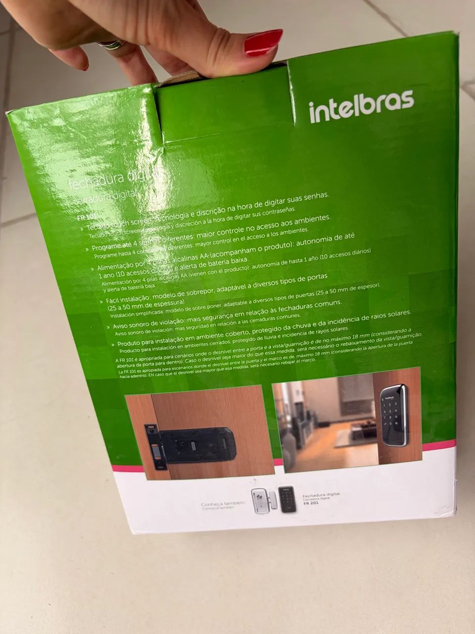 Fechadura Digital de Sobrepor Touch Screen FR 101 Preta Intelbras - Foto 2