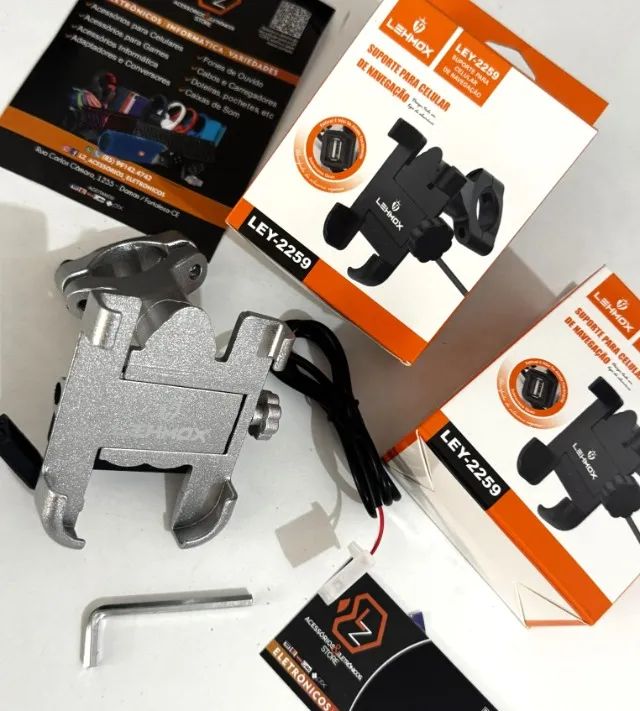 Suporte para Celular com Carregador USB para Moto - Foto 2