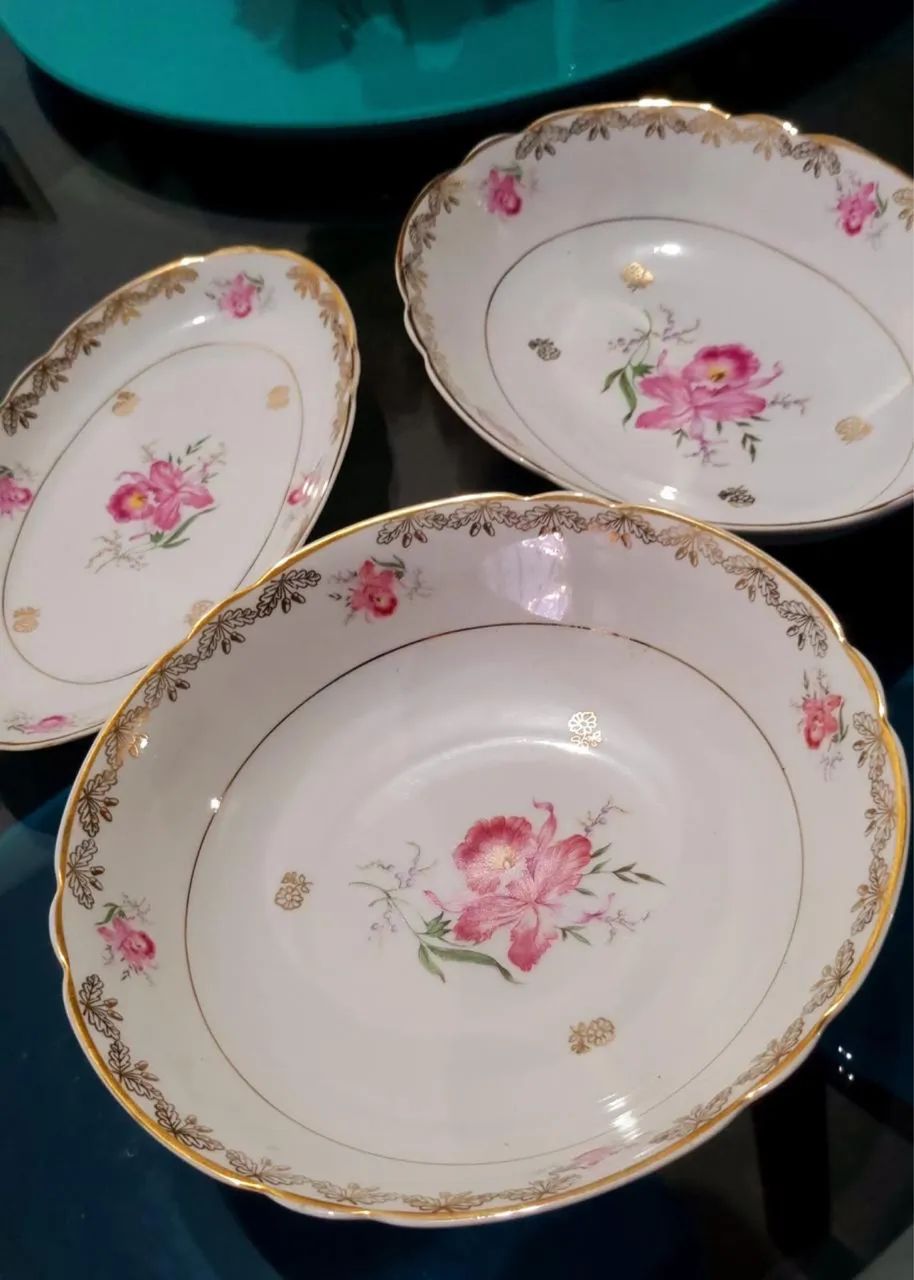 xícaras de café e chá jogo de porcelana floral filetes ouro - Foto 4