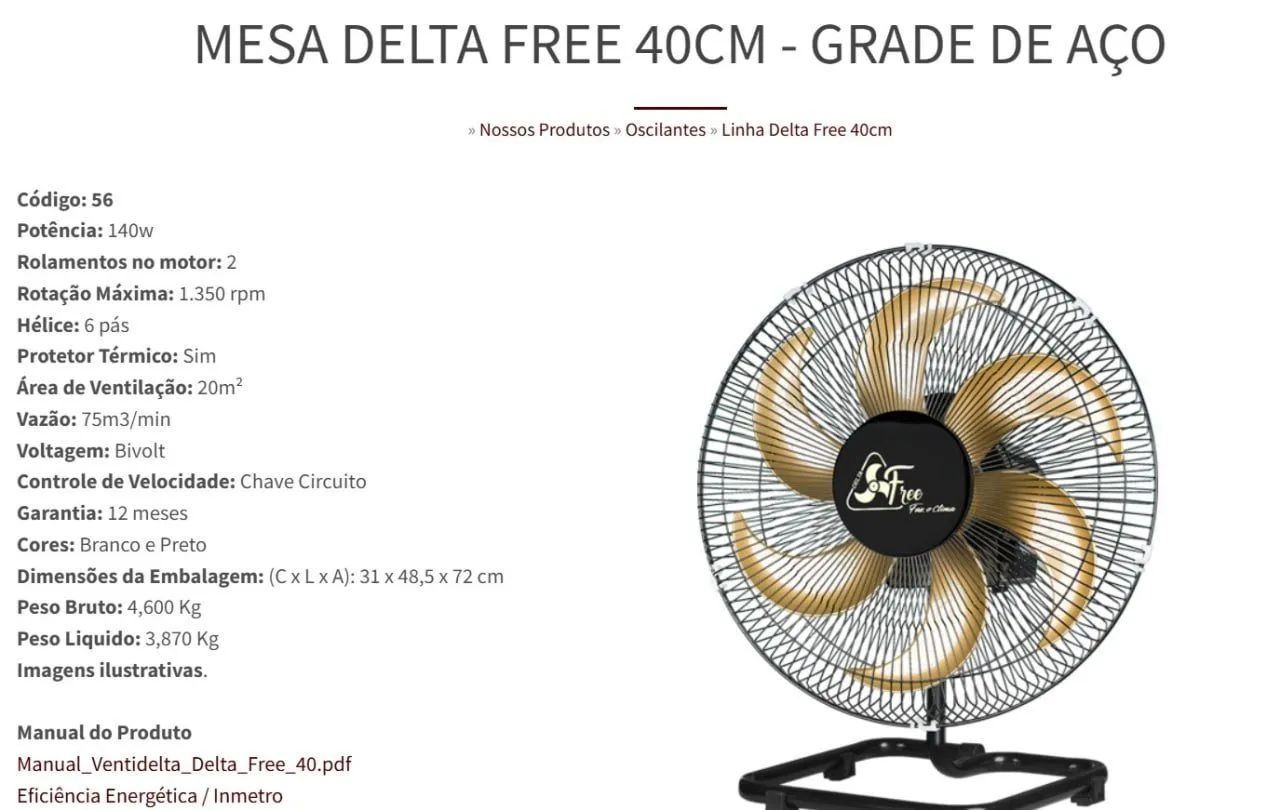 Ventilador de mesa 40cm Venti-Delta Free - Foto 3