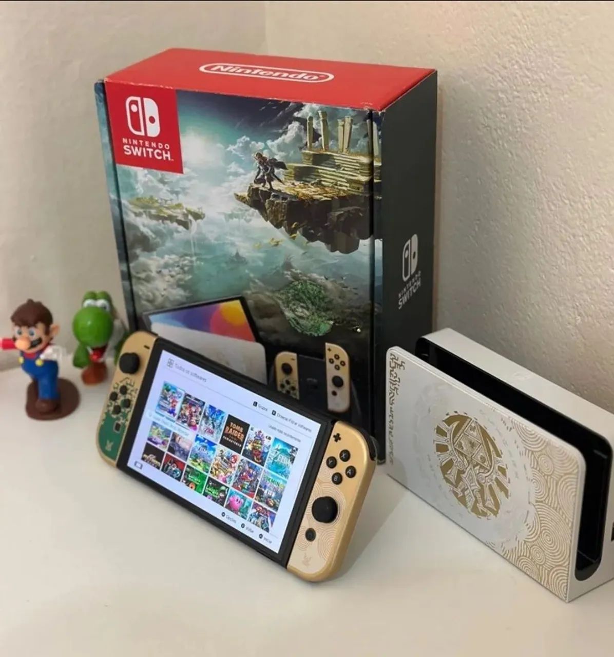 Raro Nintendo Switch OLED Edição Especial Zelda Desbloqueado