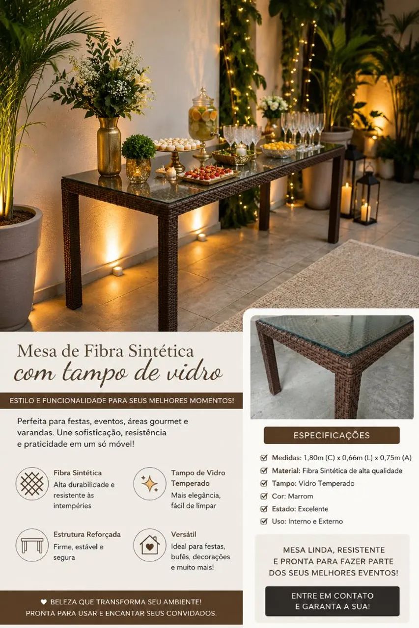MESA DE VIME COM TAMPO DE VIDRO - Foto 2