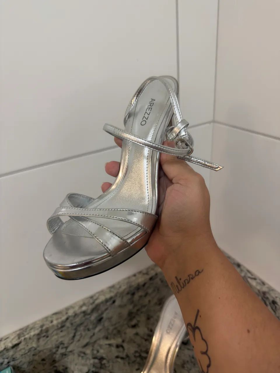 Sandália Salto Prata - Foto 3