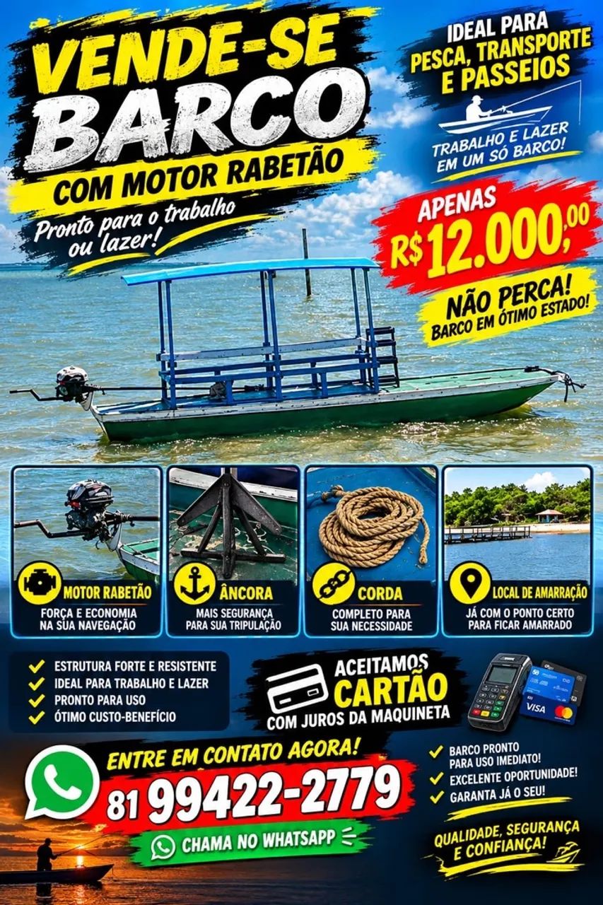 Barco com motor rabetao