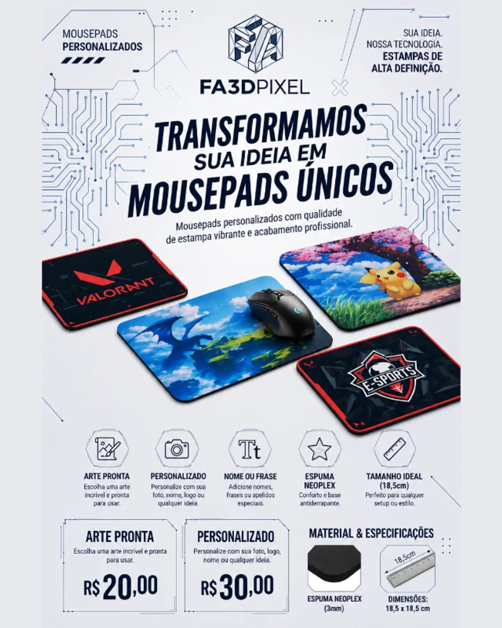 Mousepad Personalizado (Gamer, Anime e Logotipos)