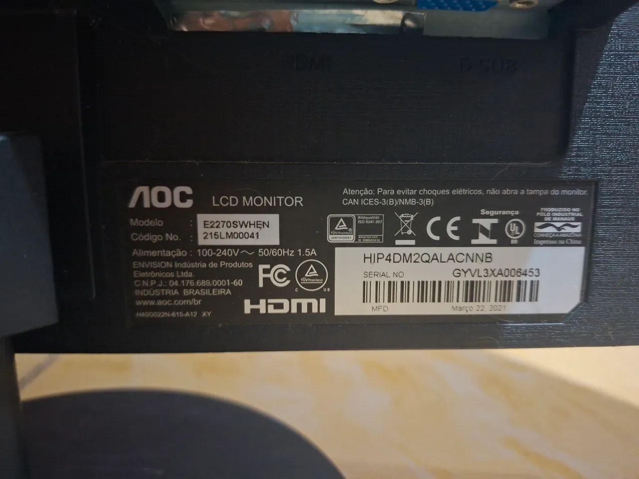 Monitor Aoc 18.5 polegadas 60Hz - Foto 3