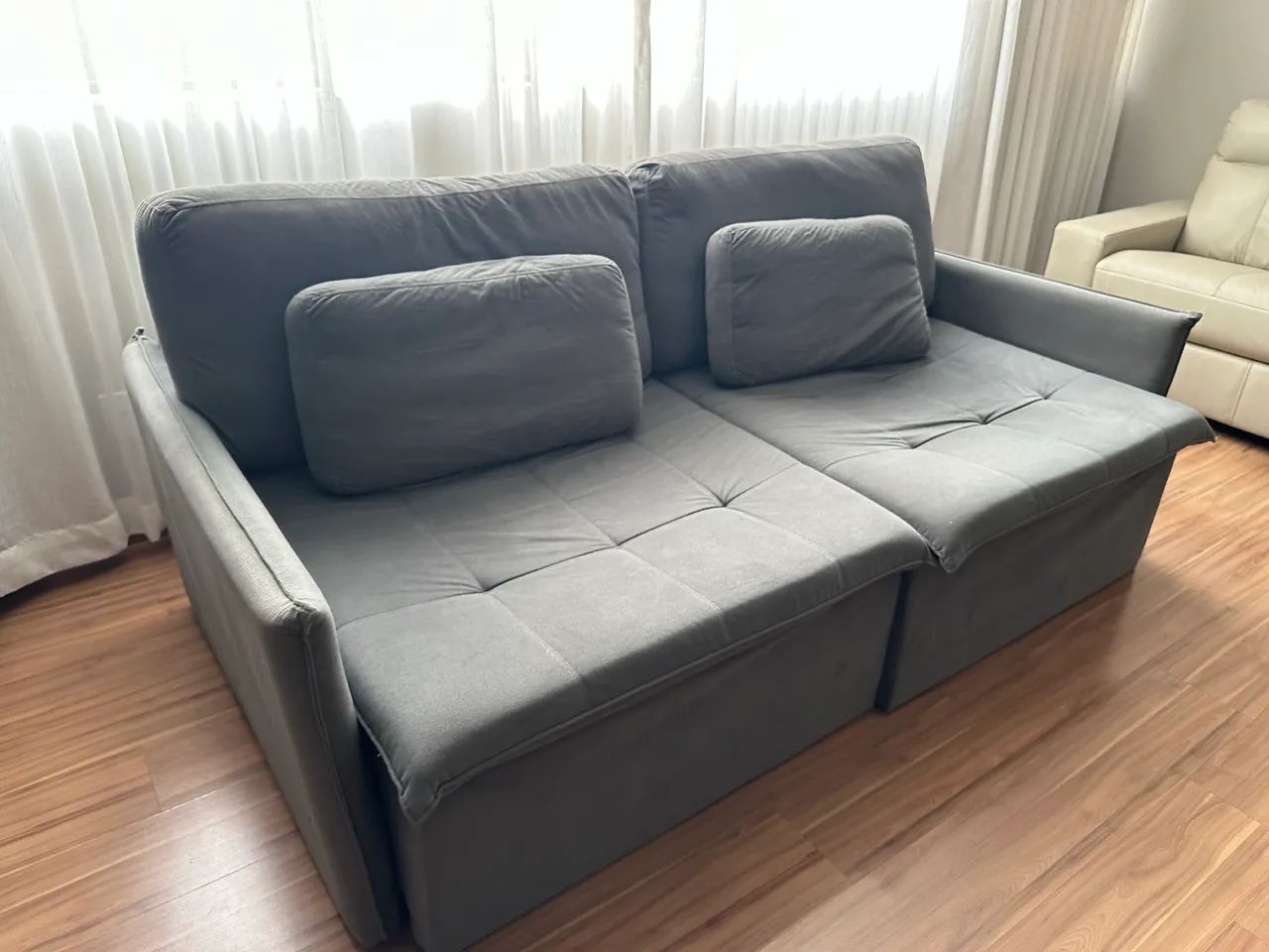 Sofá Cama Retrátil Cinza