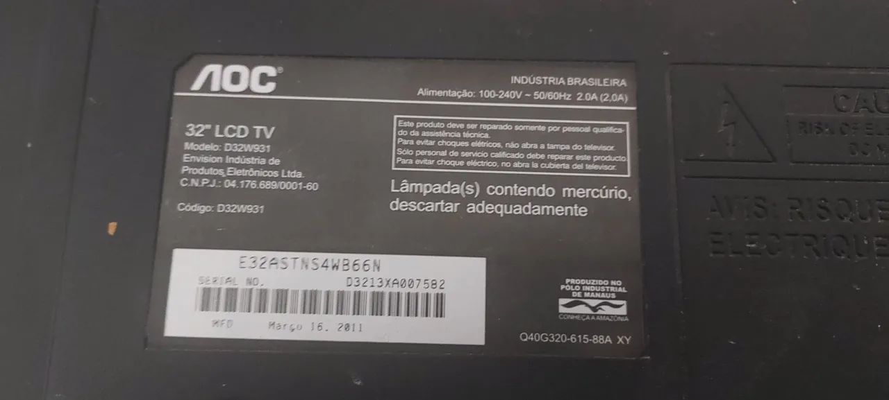 Vendo tv AOC 32 polegadas com defeito liga e não dar imagem 159$  - Foto 2