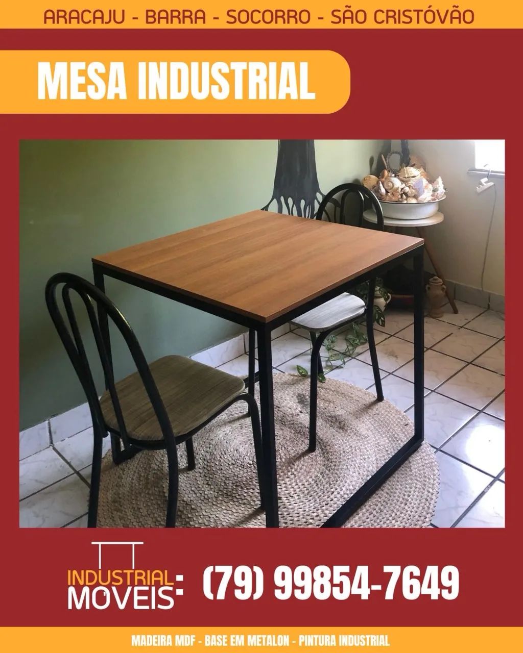 Mesa industrial - quatro lugares - Foto 2