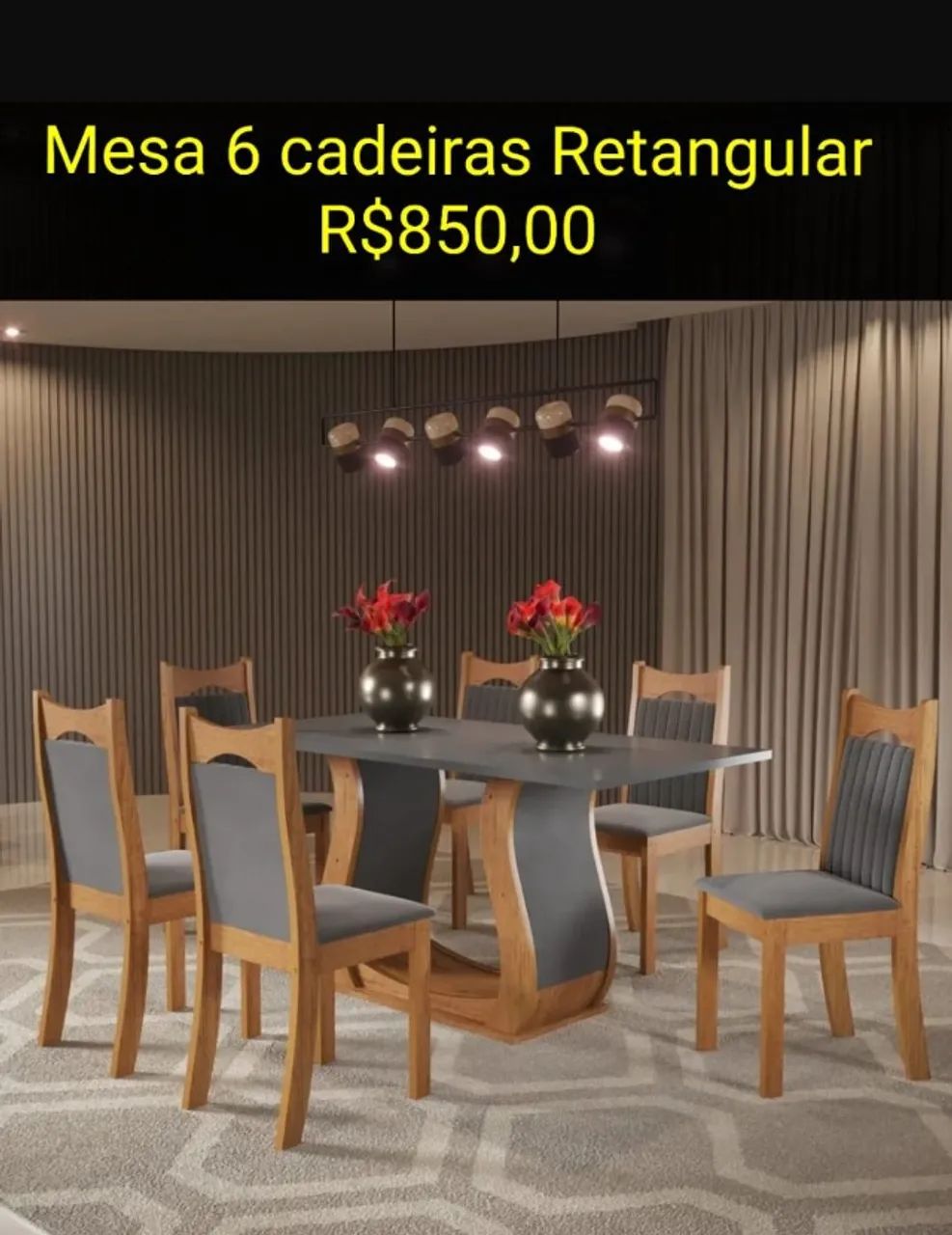 Mesa de Jantar Retangular Buenos Aires com 6 Cadeiras Dalas Yescasa - Foto 5
