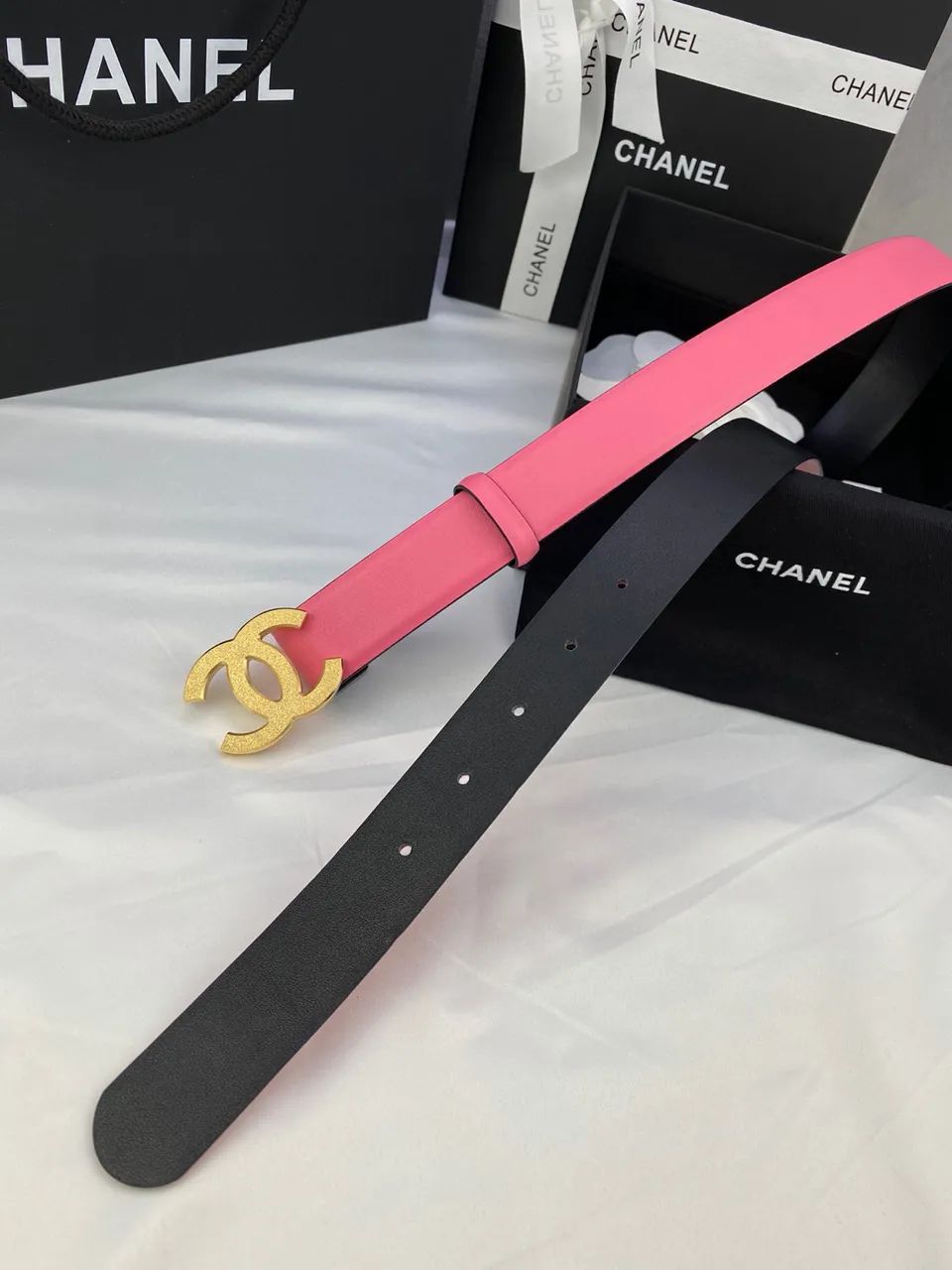 Cinto Chanel Rosa com dourado original  - Foto 2