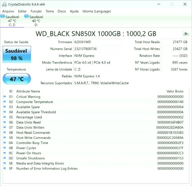 Ssd m.2 NVMe WD Black SN850X 1TB Usado - Foto 4