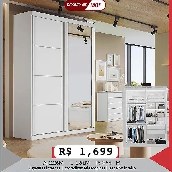 Guarda Roupa Angra 100% MDF 