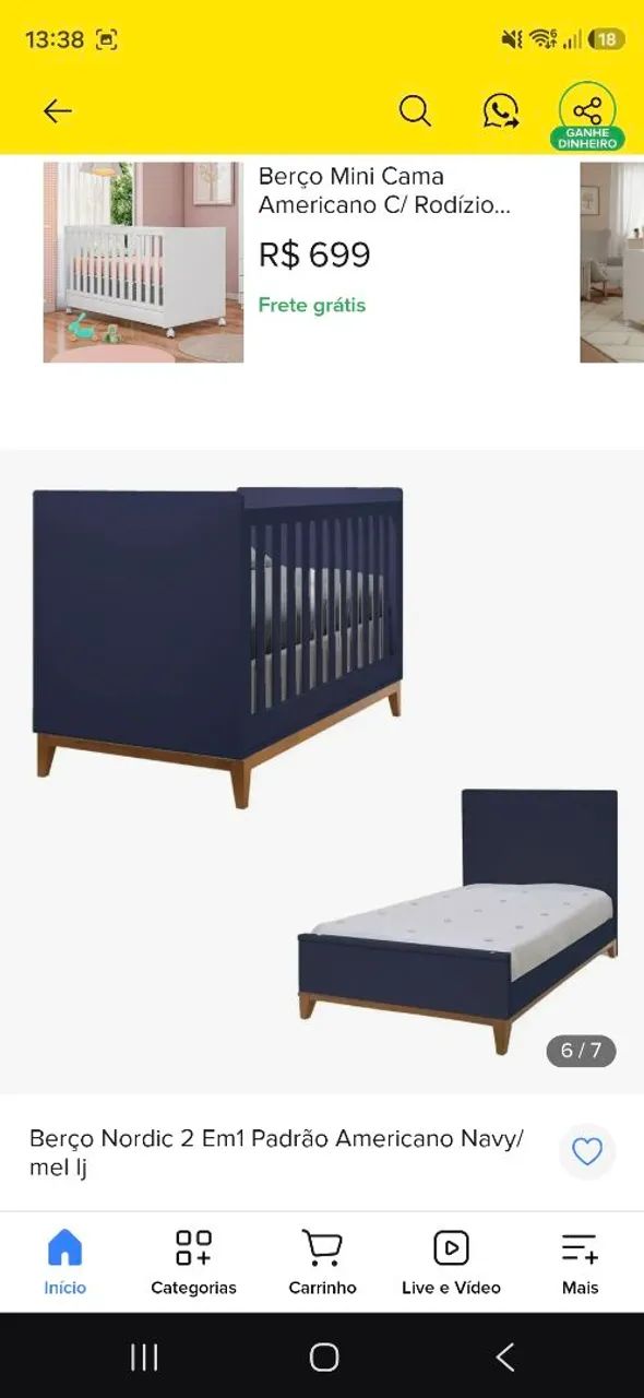 Berço nordic navy vira cama - Foto 4