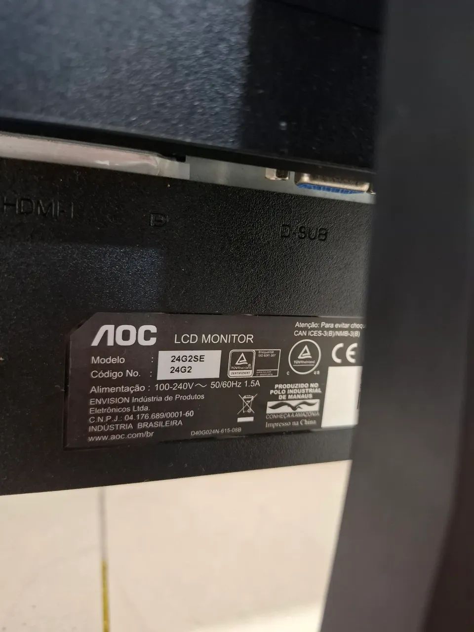 Monitor Gamer AOC Viper 24G2SE (DEFEITO) - Foto 3
