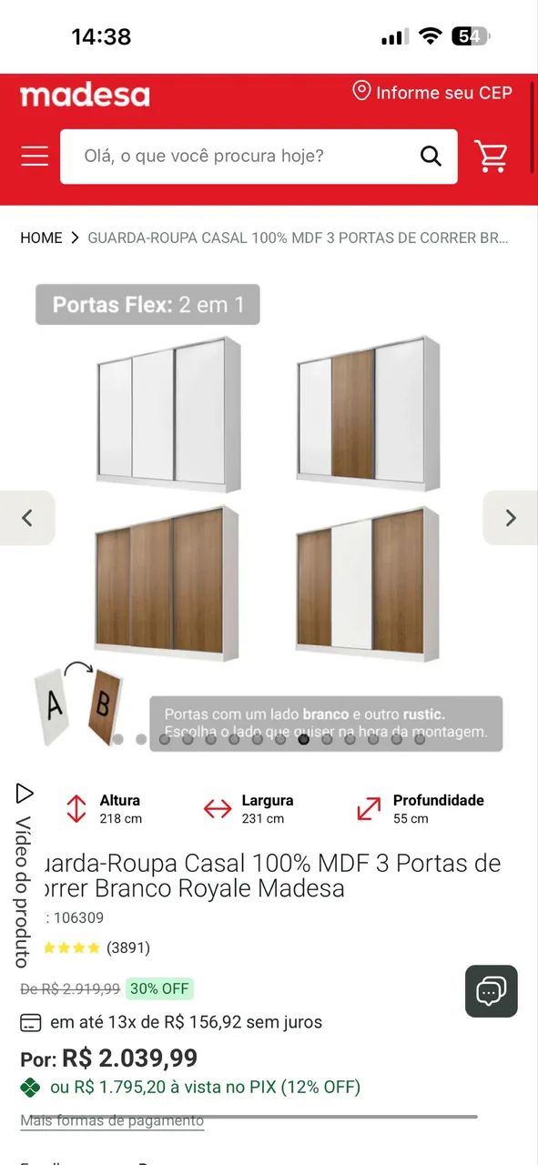 Guarda roupa Casal MDF - Foto 5
