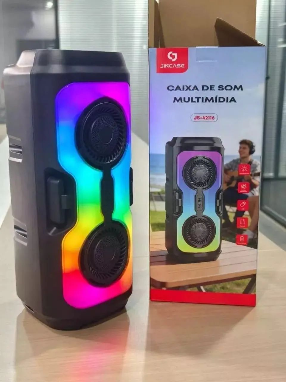 Caixa de som bluetooth com led - Foto 4