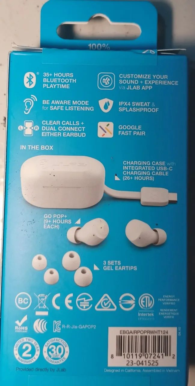 JLab - GO Air POP Fones de ouvido Bluetooth in-ear True Wireless - Branco - Foto 4