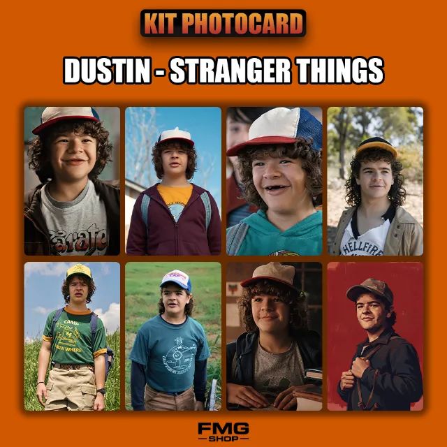 PHOTOCARDS DUSTIN HENDERSON STRANGER THINGS 8 UNIDADES + BRINDE