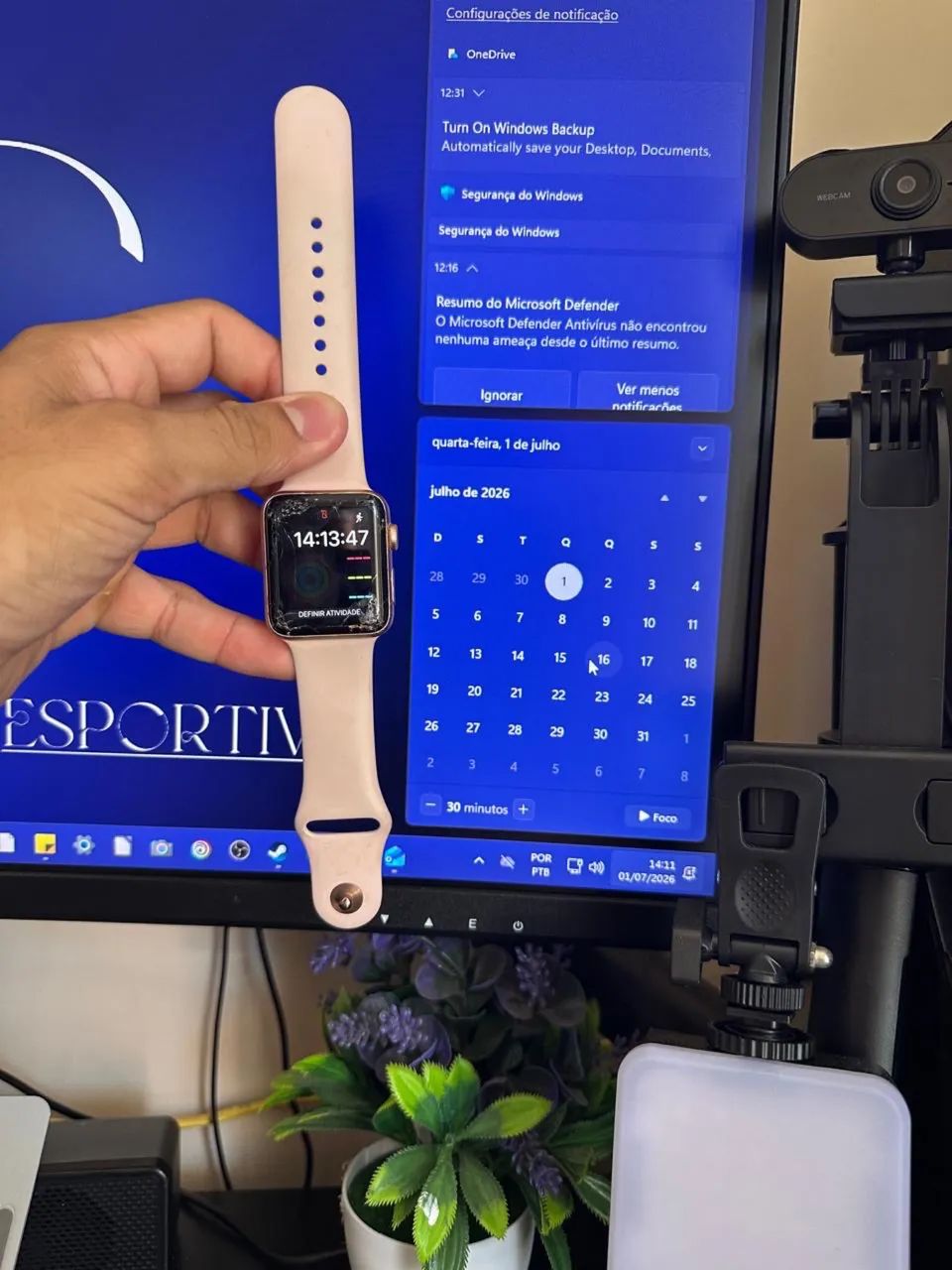 Apleewatch Séries 3 (Vidro do display quebrado)