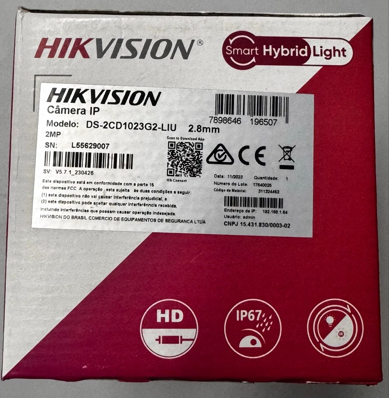Câmera HikVision - Modelo: DS-2CD1023G2-LIU