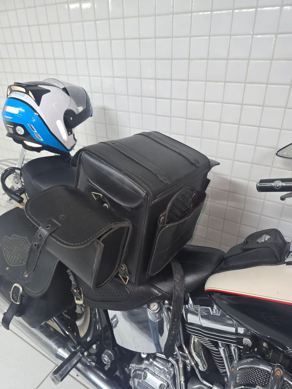 Mala 20l traseira motocicleta em couro - Foto 3