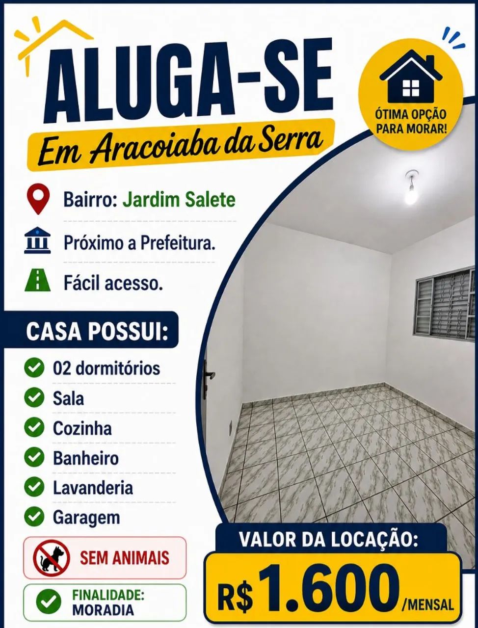 ALUGA-SE CASA /JD SALETE / Aracoiaba da Serra/ Região Central  - Foto 2