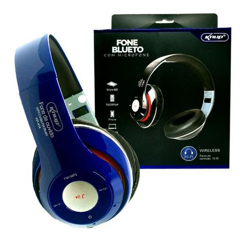 Fone de Ouvido Bluetooth Kp-414 Knup Com Microfone Rádio Fm Micro Sd Mp3