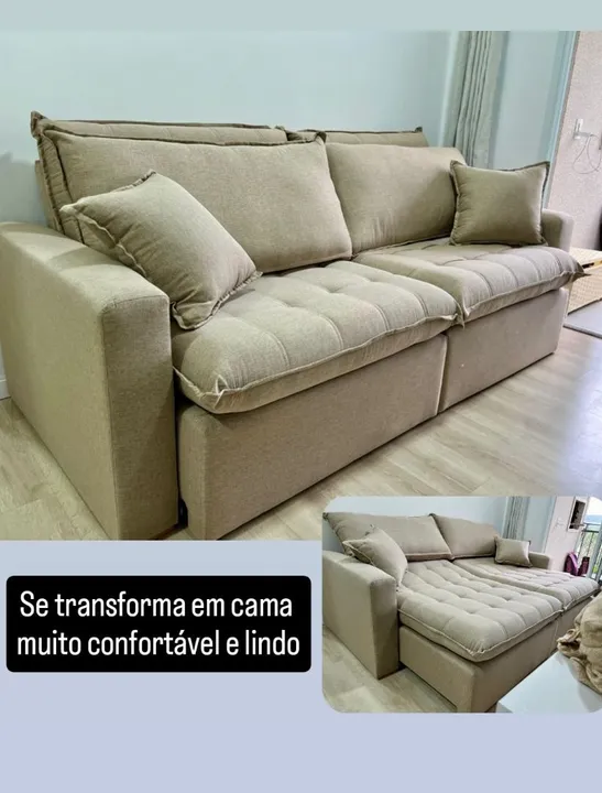 Sofá NOVO vira cama muito confortável sem caixaria para otimizar seu espaço