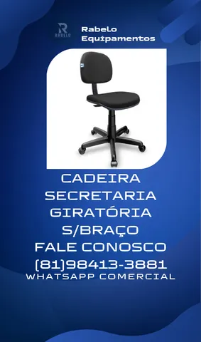 Cadeira secretaria giratória s/braço em até 5x sem juros no cartão