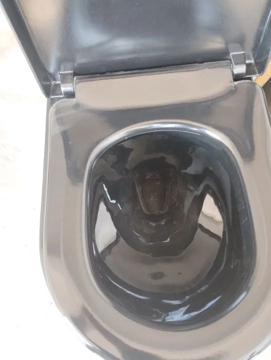 Kit vaso caixa assento Carrara ébano brilhante deca - Foto 4