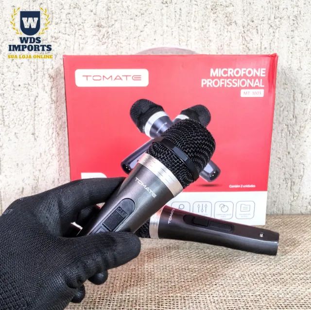Microfone Duplo com Fio Profissional - Tomate - Foto 3