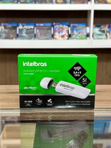 Adaptador USB Wireless Action 2.4/5GHz Intelbras Dual Band Wi-Fi 5