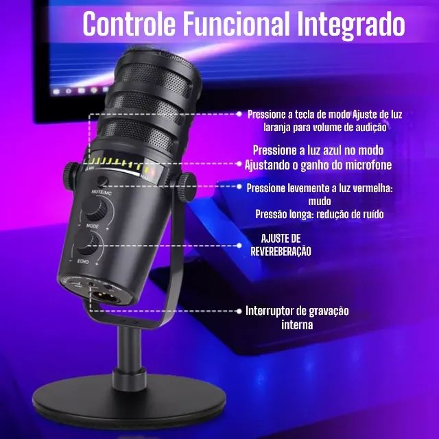 Microfone Condensador Tomate Para Live E Podcast Tipo-C / XLR - Foto 3