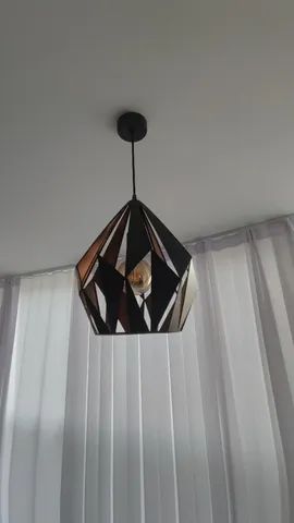 Luminária em Meta Preta e Cobre com Lâmpada Âmbar  - Foto 3