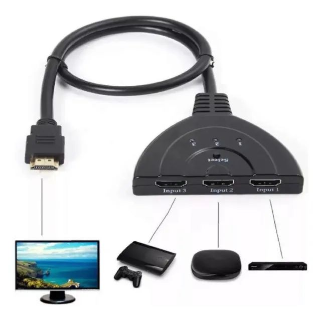 Divisor Hdmi Switch 3x1 Adaptador Cabo 3 Entradas E 1 Saída - Foto 2