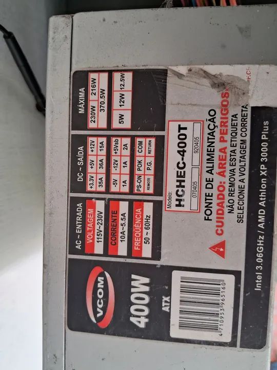 Fonte de Alimentação VCOM HCHEC-400T 400W ATX - Foto 4