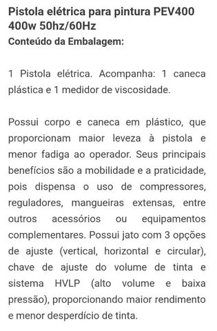 Pistola elétrica para pintura PEV400 400w  - Foto 2