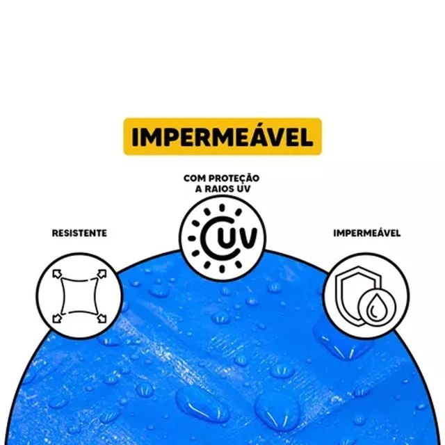 Lona Plástica 4x3  100 Micra Impermeável Reforçada Azul  - Foto 3