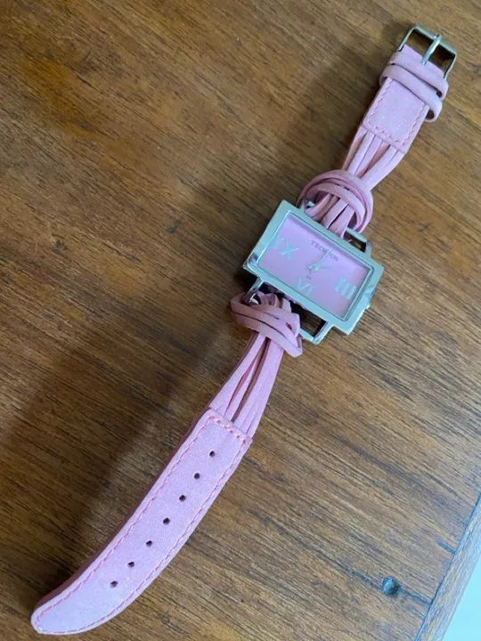 Relógio Feminino Technos - Retangular / Inox + Rosa / Couro - 2035.HW (Excelente) - Foto 2