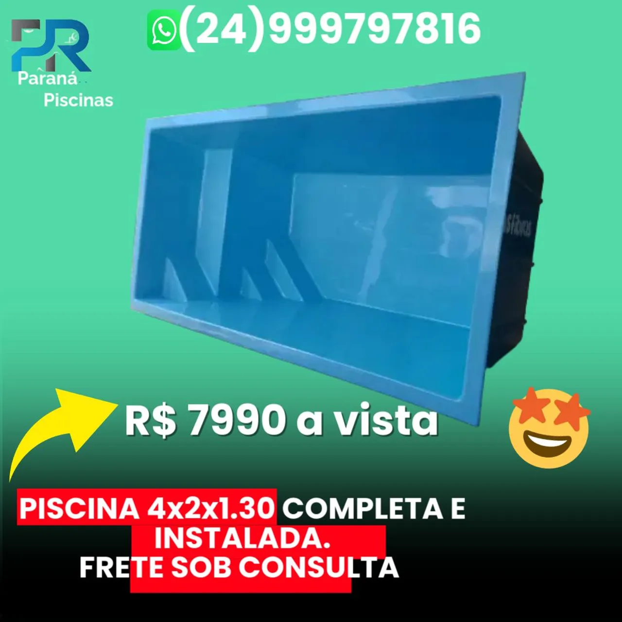 Piscina 4x2x1.30 Completa e Instalada