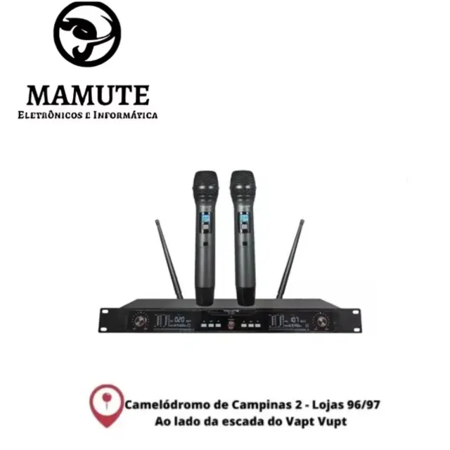 Kit Microfone Sem Fio UHF de Mão Duplo Profissional - MT-2212 - TOMATE