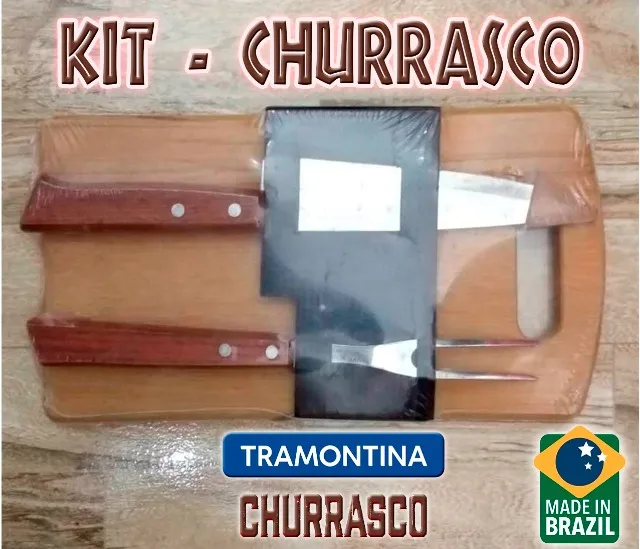 Kit Churrasco Portátil de fácil transporte 3 Peças Tramontina Castanho