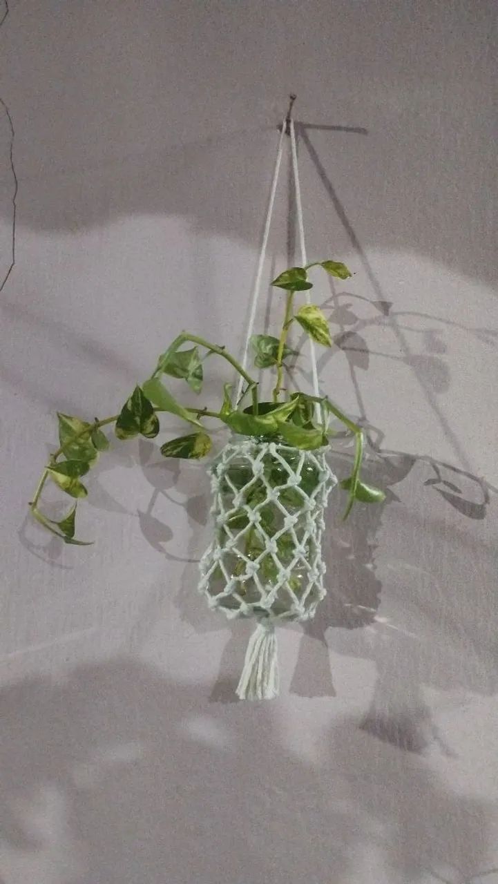 Suporte de macramê para vaso de planta