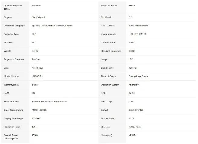 Projetor DLP Jenovox M4000 Pro 3D - Foto 5