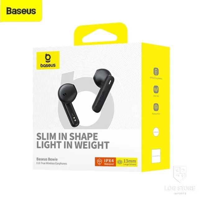 Fone Bluetooth 5.3 Baseus E16 Versão 2026 IPX4 A Prova D`Água Big Bass Preto - Foto 4