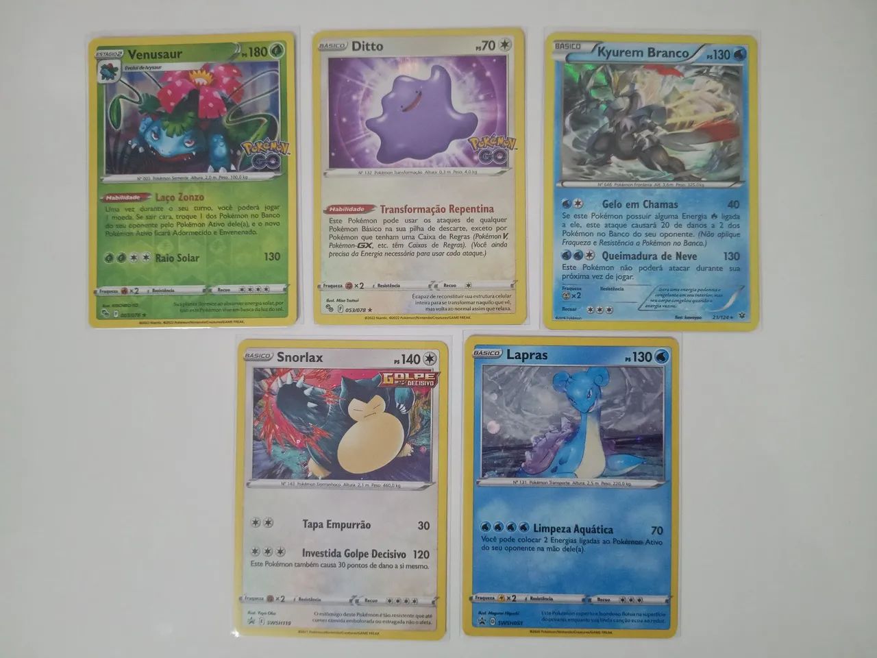 Combo 5 Cartas Pokémon Brilhantes Originais NM