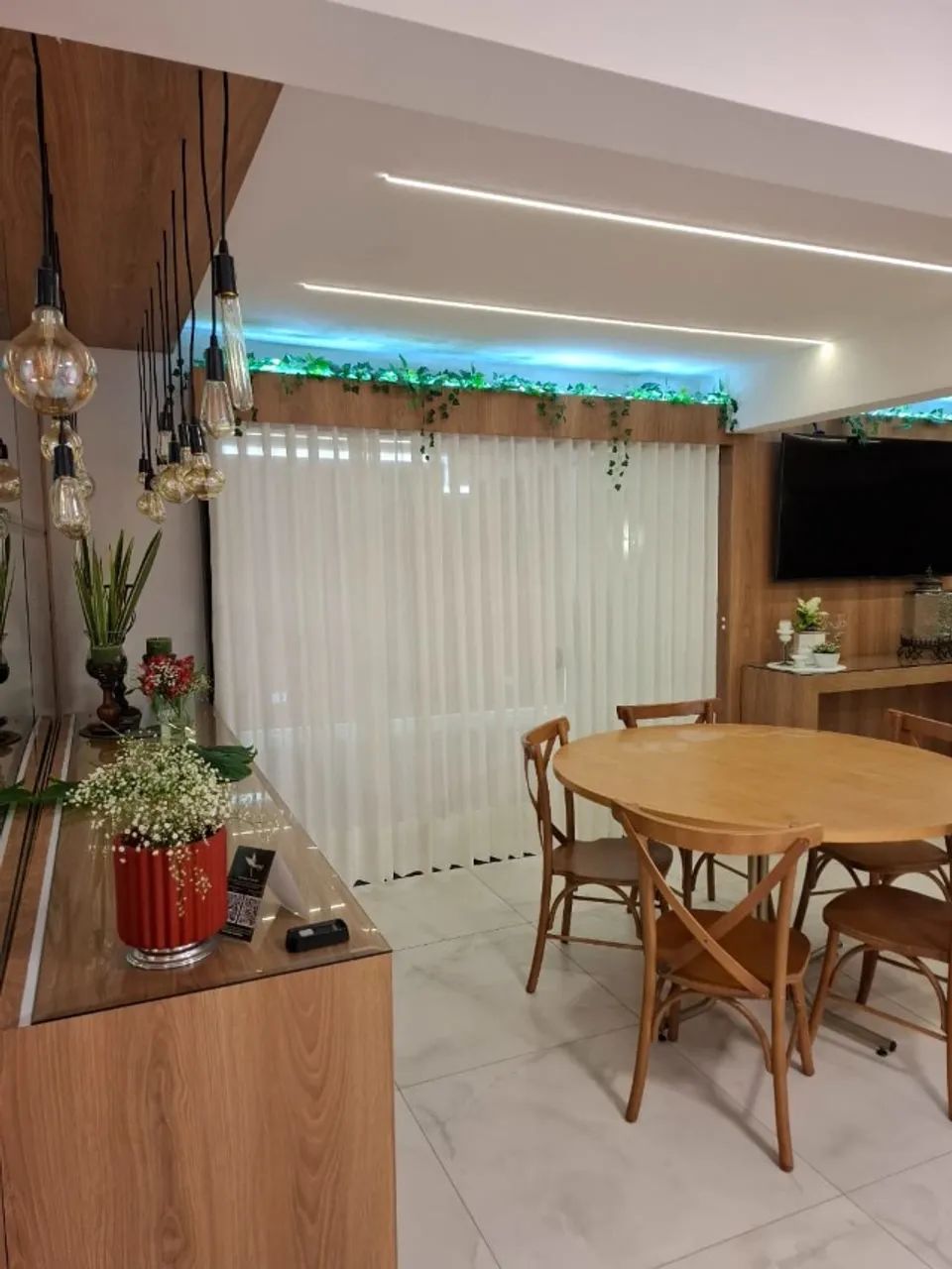 Cortina grande completa com trilho e instalação tecido leve linho com prega wave. - Foto 2